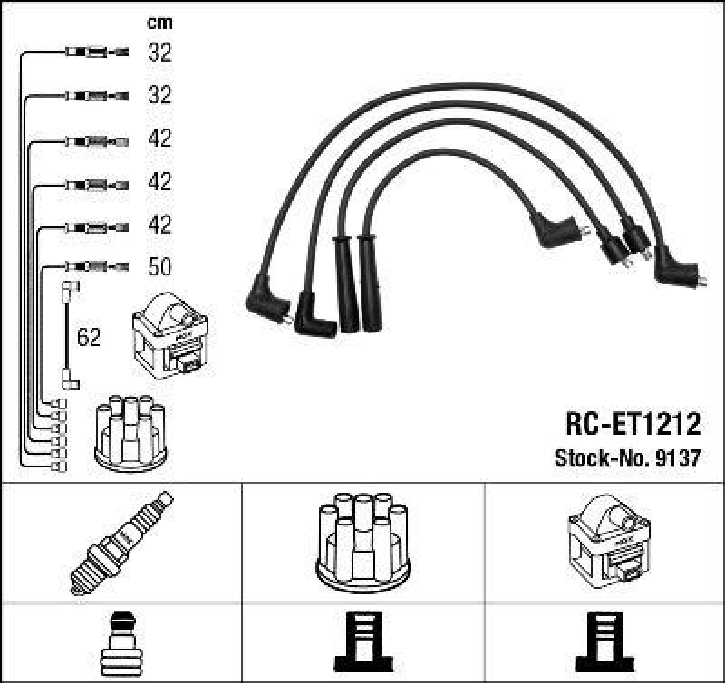 NGK 9137 Zündleitungssatz RC-ET1212 |Zündkabel