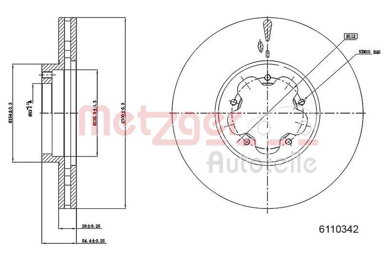 METZGER 6110342 Bremsscheibe Lack/Ks für FORD VA