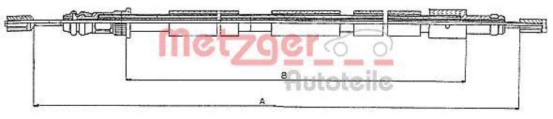 METZGER 10.6021 Seilzug, Feststellbremse für PEUGEOT hinten links