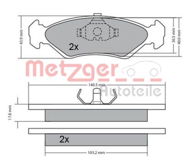 METZGER 1170181 Bremsbelagsatz, Scheibenbremse WVA 21 202