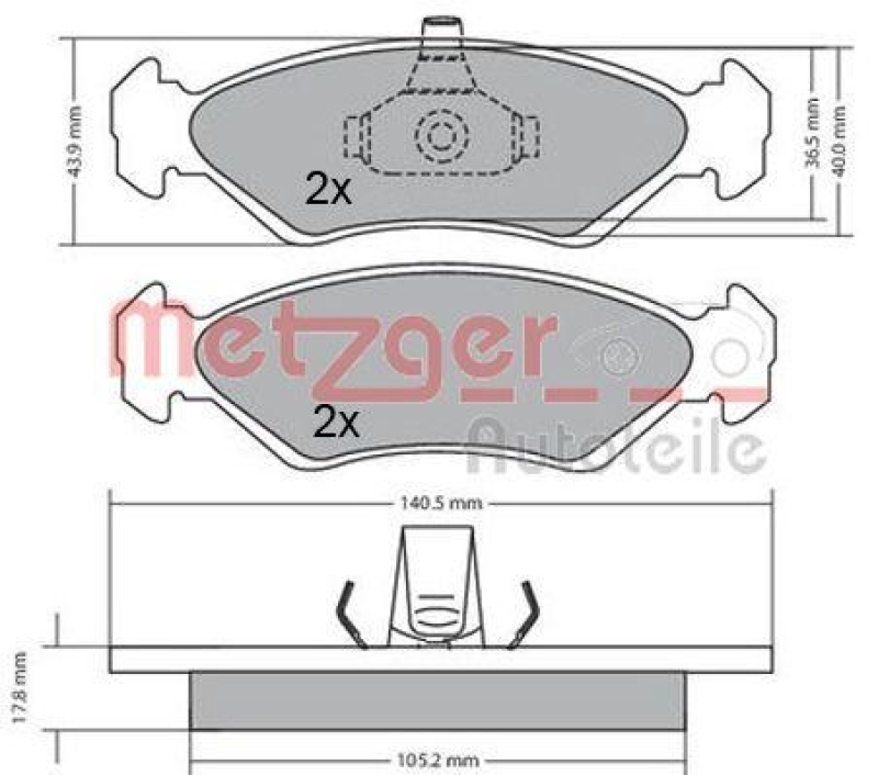 METZGER 1170182 Bremsbelagsatz, Scheibenbremse WVA 23 101