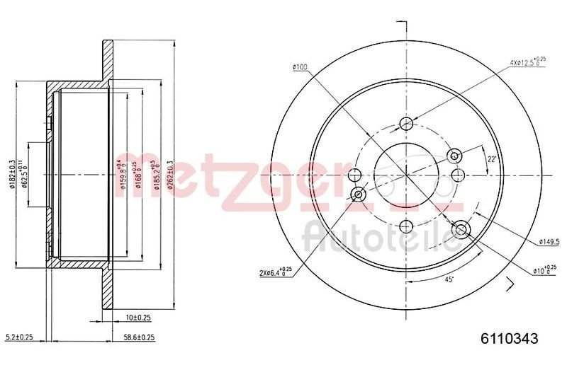 METZGER 6110343 Bremsscheibe Lack/Ks für HYUNDAI HA