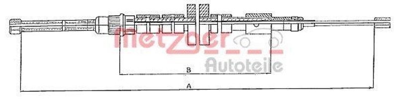 METZGER 10.6023 Seilzug, Feststellbremse für PEUGEOT hinten links