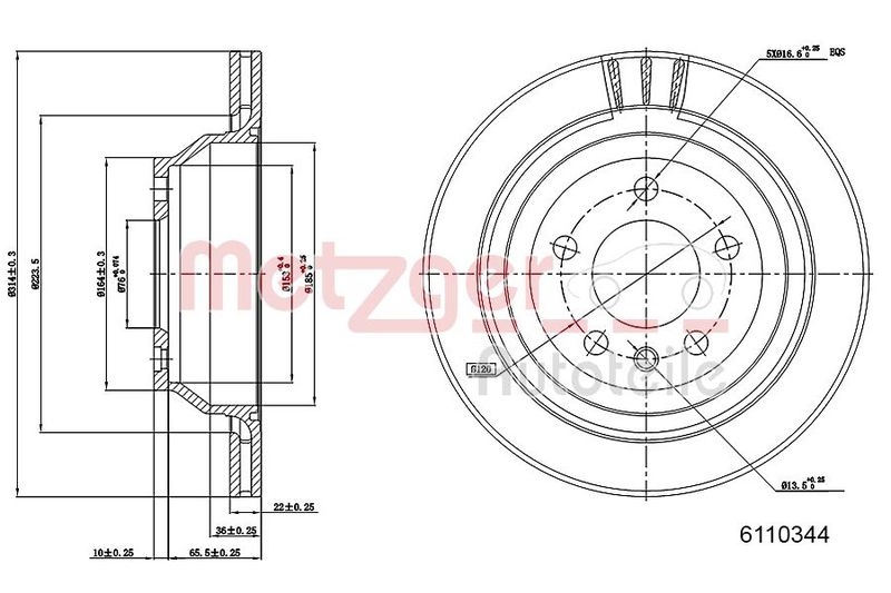 METZGER 6110344 Bremsscheibe Lack/Ks für VW HA