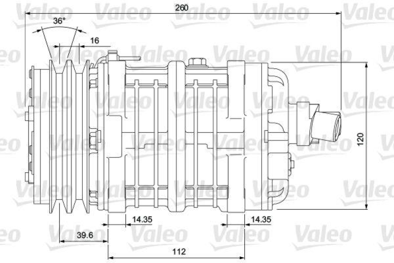 VALEO 716653 Univ. Kompr. TM16 2AG 24V B H ORG LS