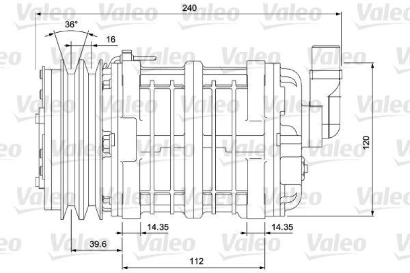 VALEO 716655 Univ. Kompr. TM16XS 2AG 24V B V ORG 3E