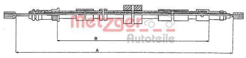 METZGER 10.6025 Seilzug, Feststellbremse für PEUGEOT hinten links