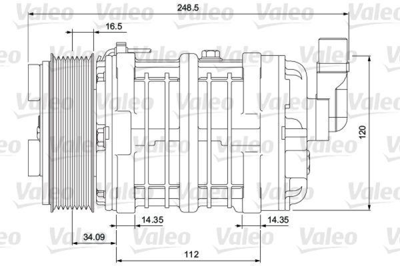 VALEO 716656 Univ. Kompr. TM16XS 8GR 12V B V ORG 3E