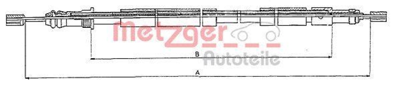 METZGER 10.6026 Seilzug, Feststellbremse für PEUGEOT hinten rechts