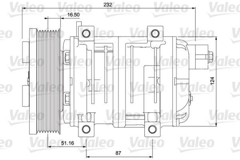 VALEO 716657 Univ. Kompr. TM21XS 8GR 12V B PAD 3E