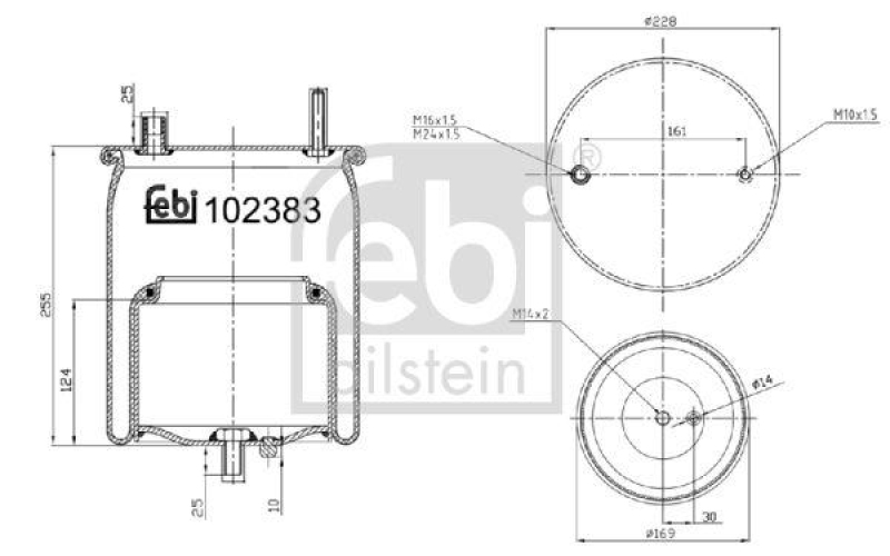 FEBI BILSTEIN 102383 Luftfederbalg mit Stahlkolben für Volvo