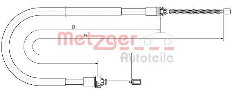 METZGER 10.6033 Seilzug, Feststellbremse für PEUGEOT hinten links/rechts