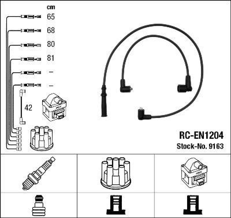 NGK 9163 Zündleitungssatz RC-EN1204 |Zündkabel