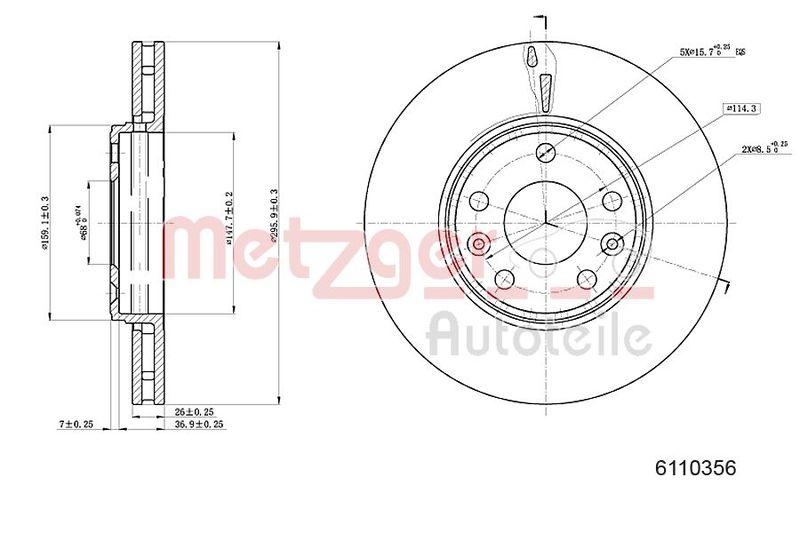 METZGER 6110356 Bremsscheibe Lack/Ks für RENAULT VA