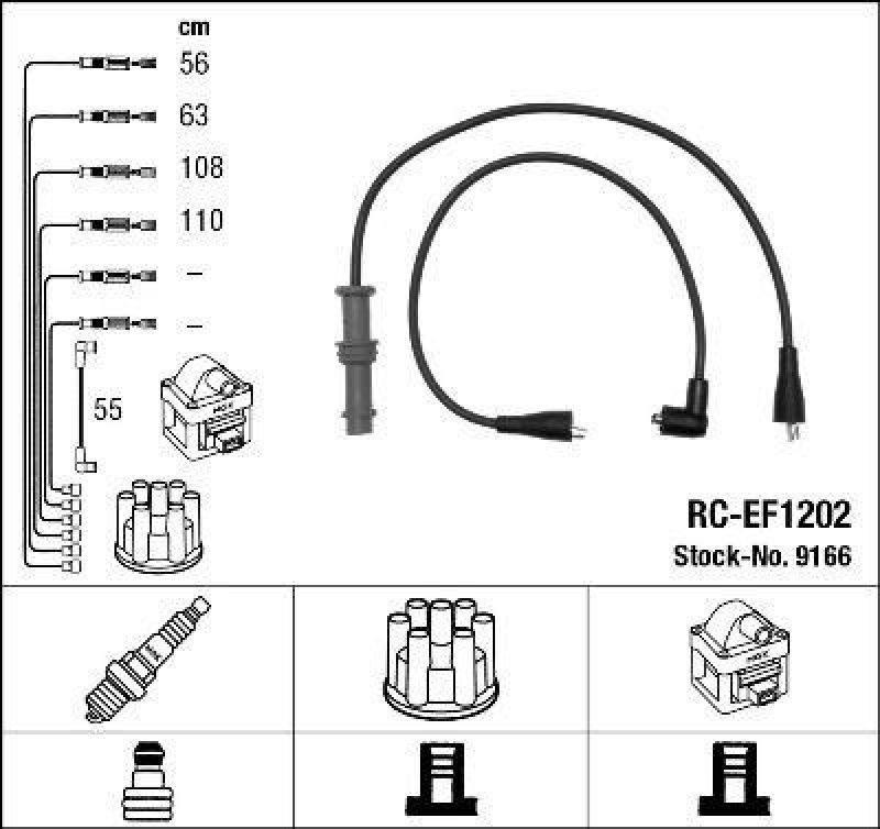 NGK 9166 Zündleitungssatz RC-EF1202 |Zündkabel