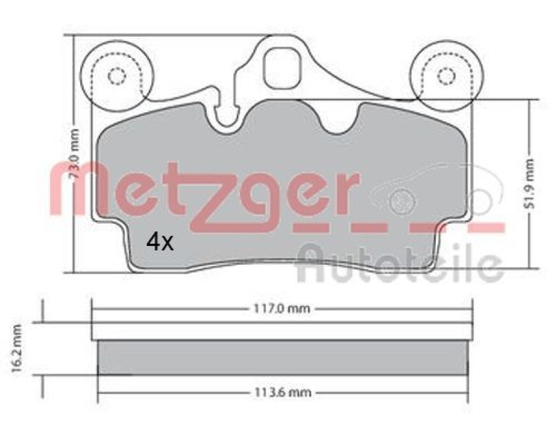 METZGER 1170191 Bremsbelagsatz, Scheibenbremse WVA 23 694