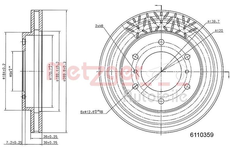 METZGER 6110359 Bremsscheibe Lack/Ks für MITSUBISHI VA