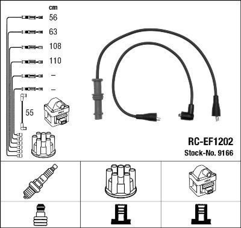 NGK 9166 Zündleitungssatz RC-EF1202 |Zündkabel