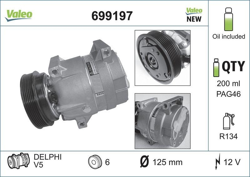 VALEO 699197 Kompressor RENAULT Megane I, Scenic I