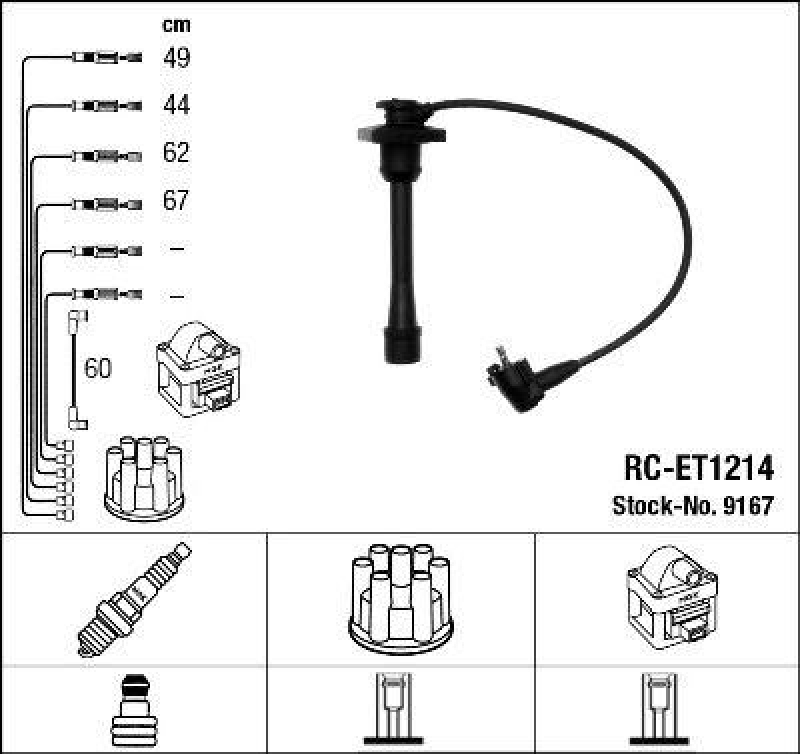 NGK 9167 Zündleitungssatz RC-ET1214 |Zündkabel