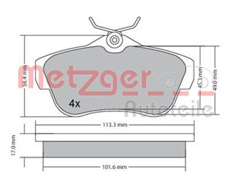 METZGER 1170192 Bremsbelagsatz, Scheibenbremse WVA 24 578