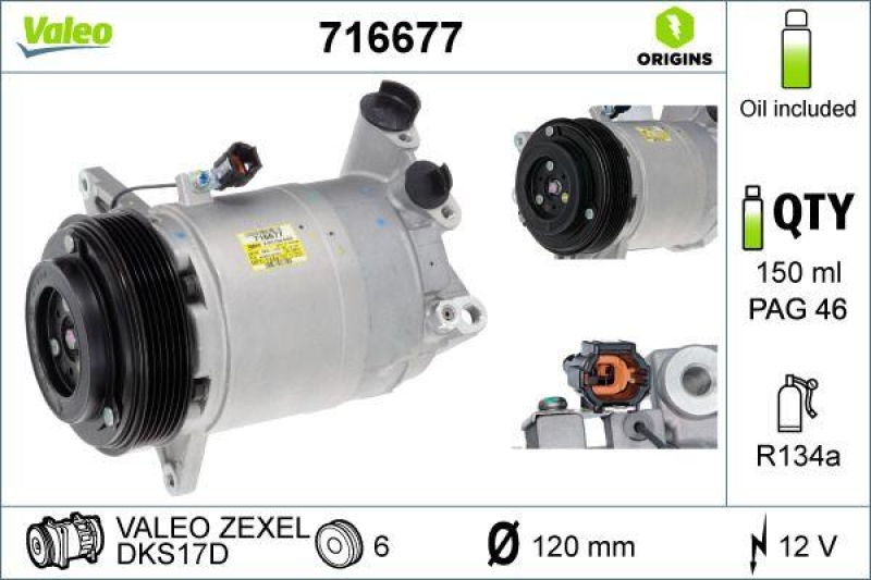 VALEO 716677 Kompressor Teana 3.5 (2004-2008) VQ25 CN