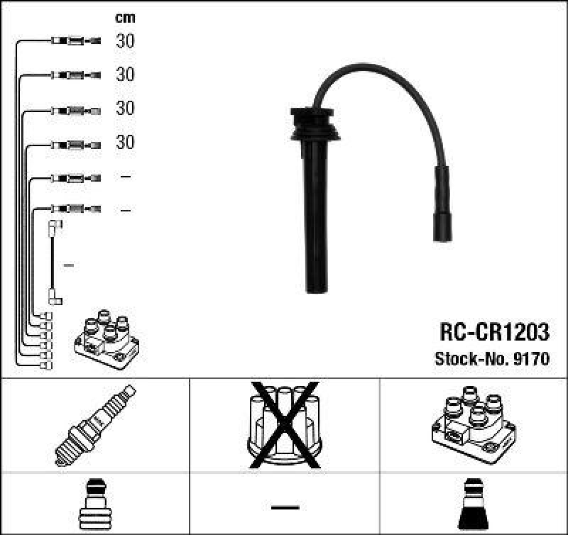 NGK 9170 Zündleitungssatz RC-CR1203 |Zündkabel