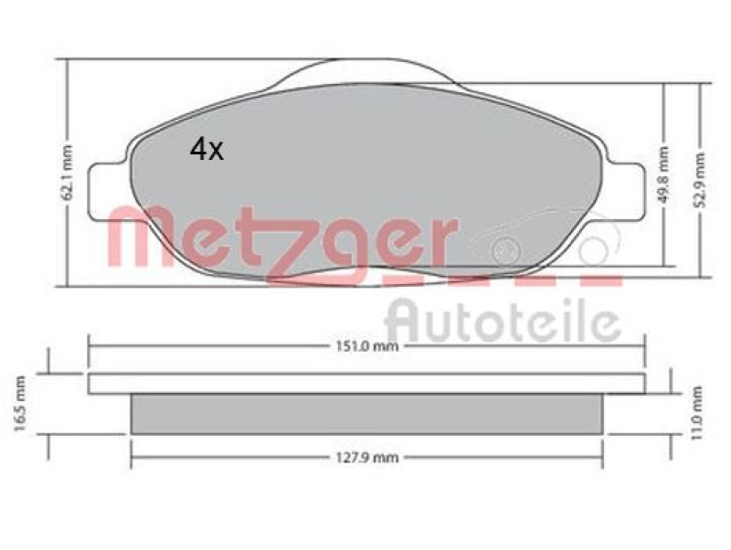 METZGER 1170194 Bremsbelagsatz, Scheibenbremse WVA 24 660