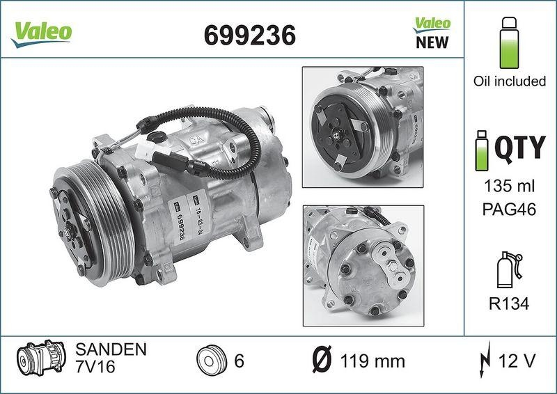 VALEO 699236 Kompressor PSA Berlingo,206,306,406,806