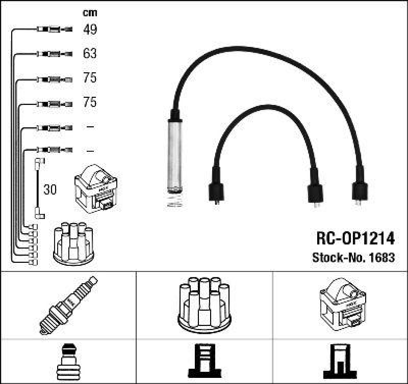 NGK 1683 Zündleitungssatz RC-OP1214 |Zündkabel