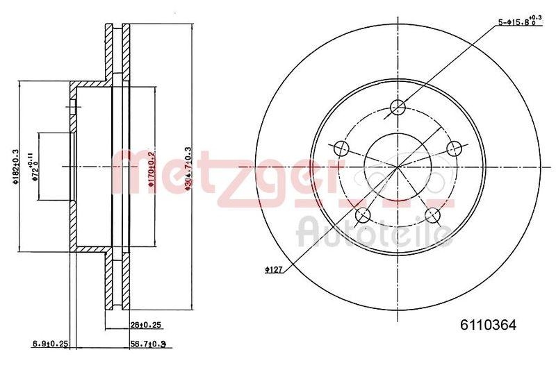 METZGER 6110364 Bremsscheibe Lack/Ks für JEEP VA