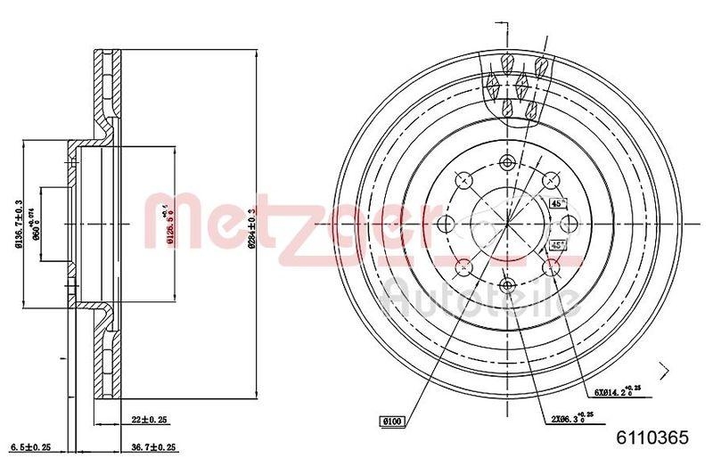 METZGER 6110365 Bremsscheibe Lack/Ks/Ms für FIAT VA