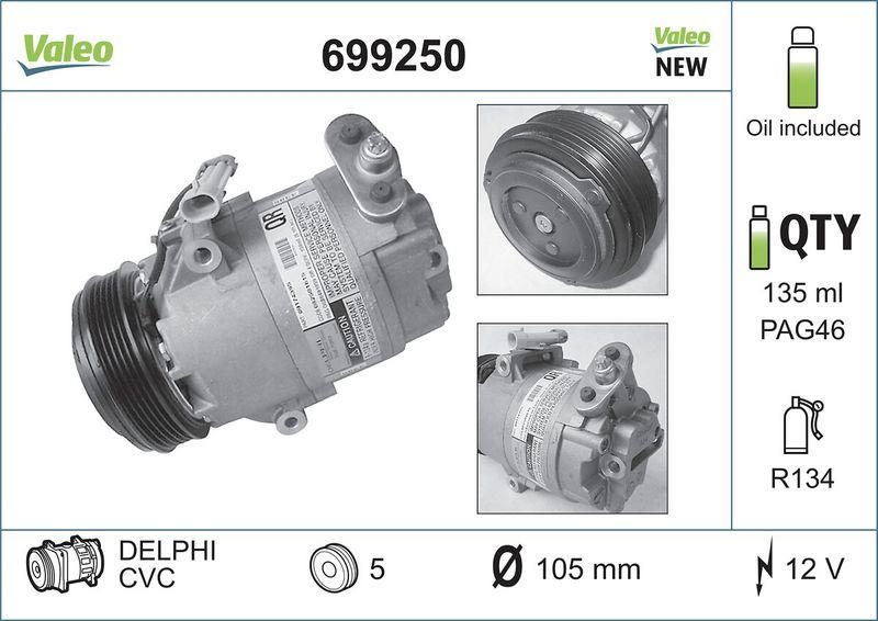 VALEO 699250 Kompressor OPEL Astra F & G, Corsa D