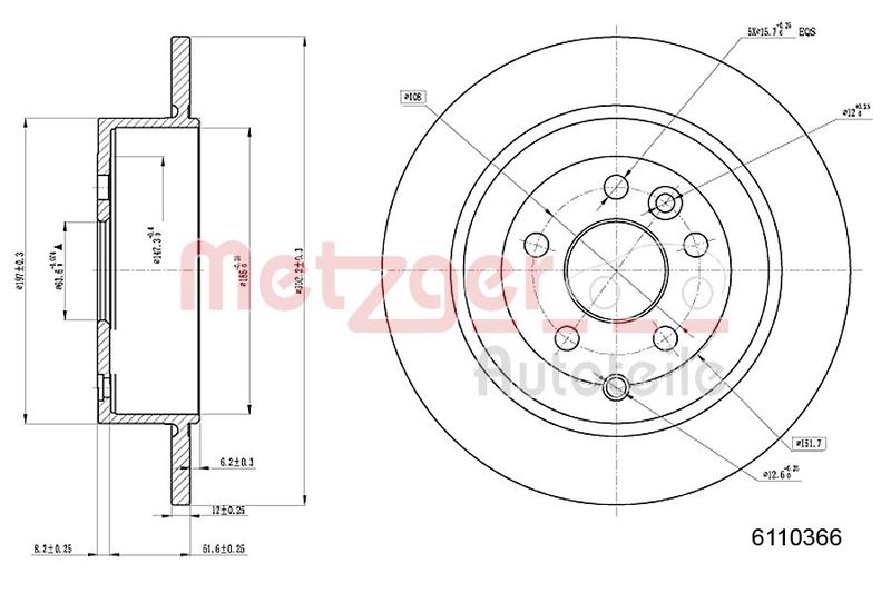 METZGER 6110366 Bremsscheibe Lack/Ks für LAND ROVER HA