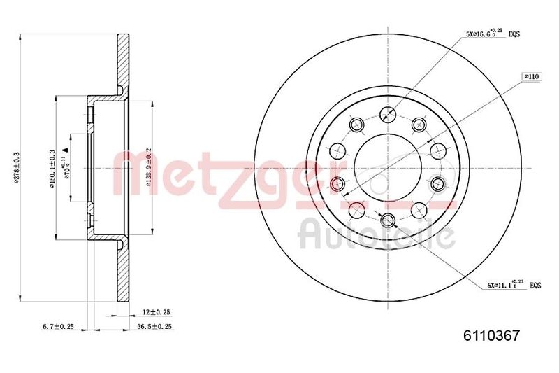 METZGER 6110367 Bremsscheibe Lack/Ks/Ms für ALFA HA