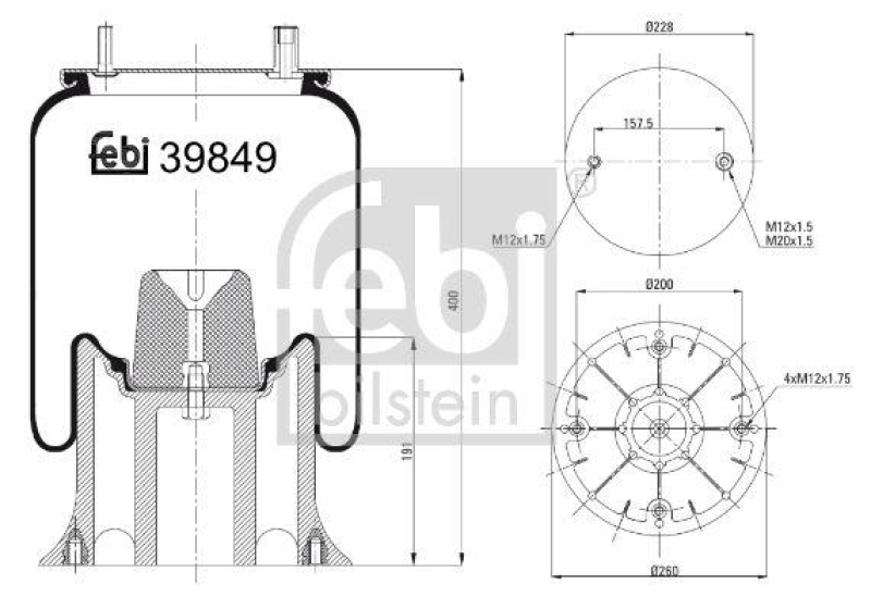 FEBI BILSTEIN 39849 Luftfederbalg mit Kunststoffkolben für ROR