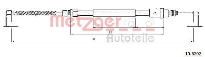 METZGER 10.6202 Seilzug, Feststellbremse für PEUGEOT hinten rechts