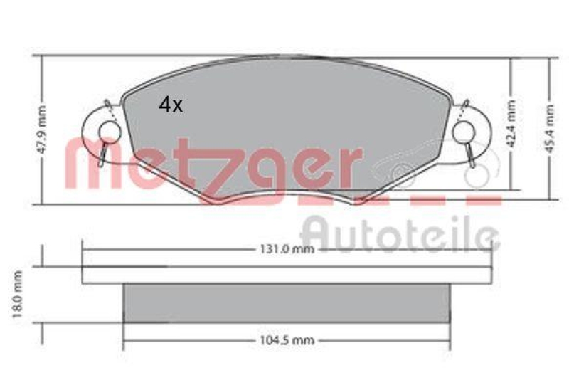 METZGER 1170199 Bremsbelagsatz, Scheibenbremse WVA 21 980