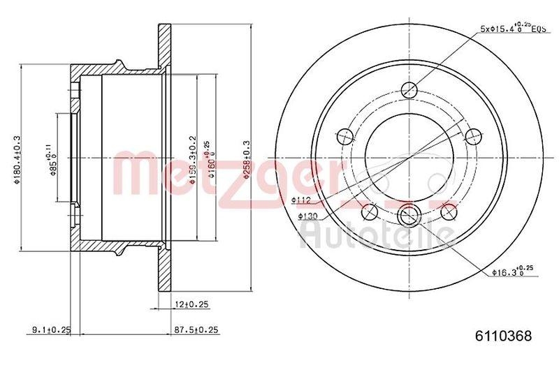 METZGER 6110368 Bremsscheibe Lack/Ks für MB/VW HA