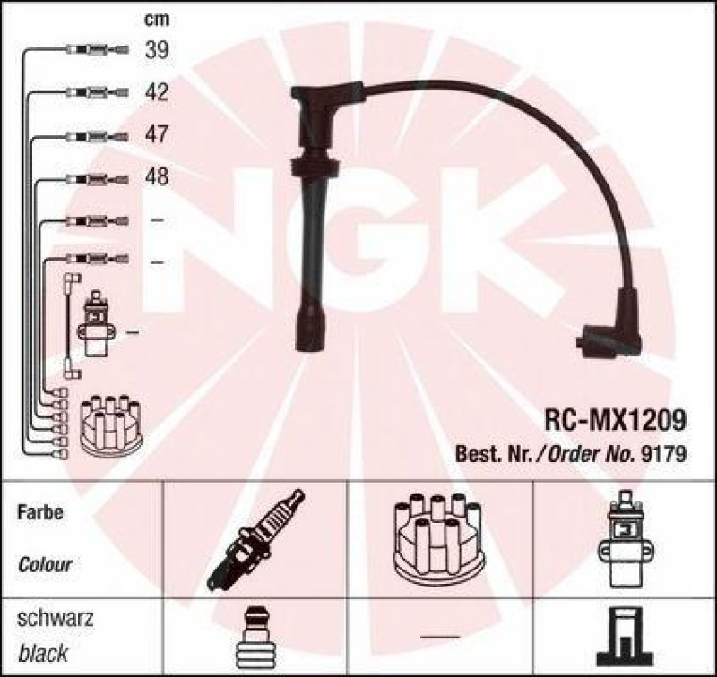 NGK 9179 Zündleitungssatz RC-MX1209 |Zündkabel