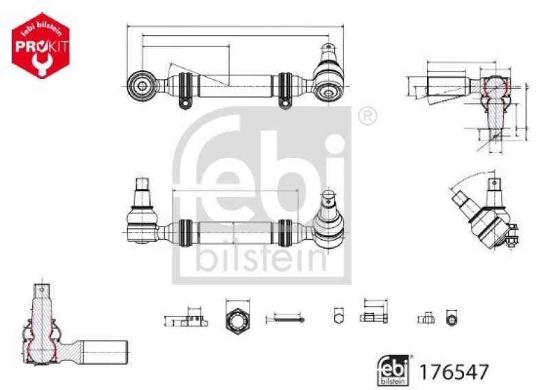 FEBI BILSTEIN 176547 Spurstange mit Kronenmuttern und Splinten für Mercedes-Benz