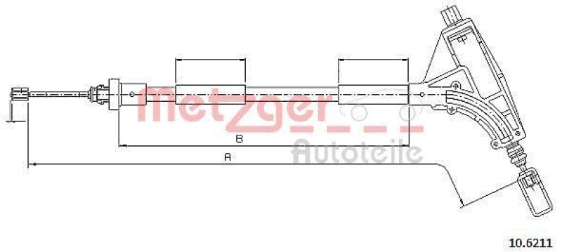 METZGER 10.6211 Seilzug, Feststellbremse für PEUGEOT vorne