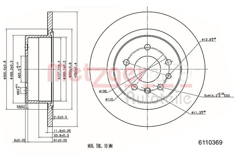 METZGER 6110369 Bremsscheibe Lack/Ks für OPEL HA