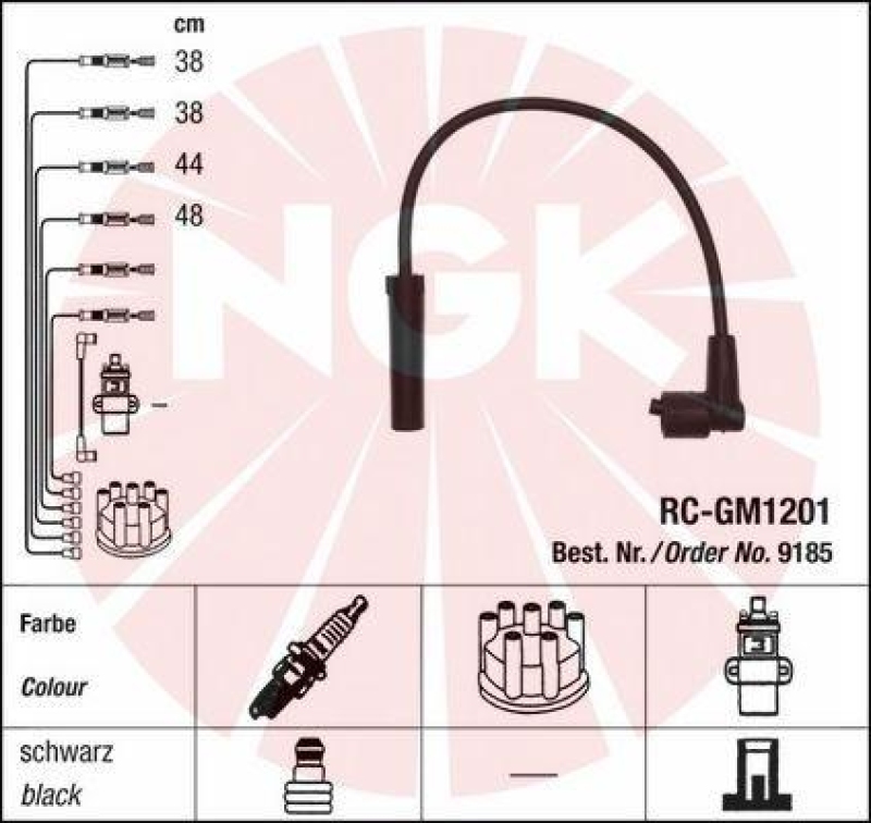 NGK 9185 Zündleitungssatz RC-GM1201 |Zündkabel