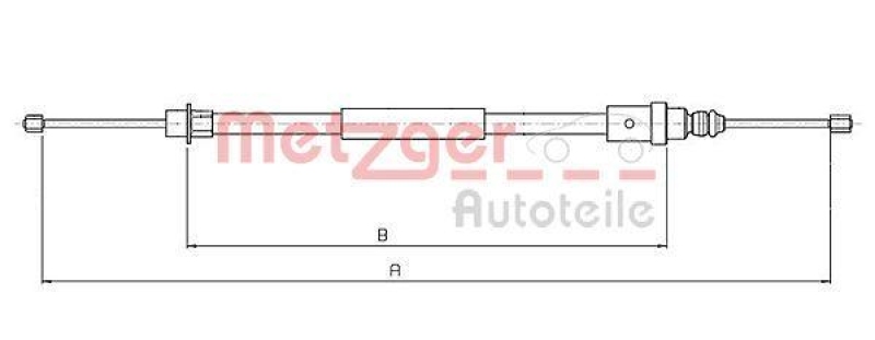 METZGER 10.6215 Seilzug, Feststellbremse für PEUGEOT hinten rechts