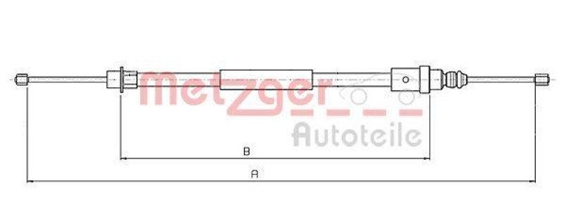 METZGER 10.6215 Seilzug, Feststellbremse f&uuml;r PEUGEOT hinten rechts