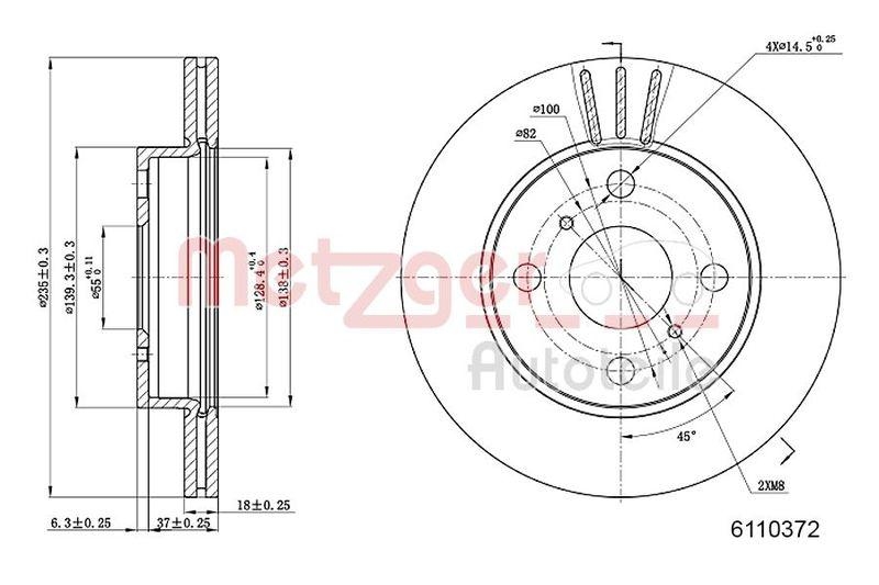 METZGER 6110372 Bremsscheibe Lack/Ks für TOYOTA VA