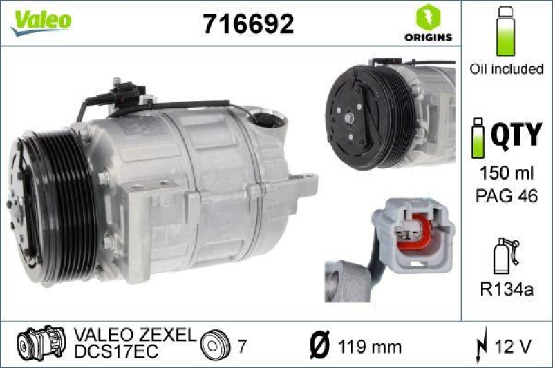 VALEO 716692 Kompressor NISSAN GTR COUPE 3.8 CN