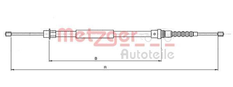 METZGER 10.6217 Seilzug, Feststellbremse für PEUGEOT hinten links