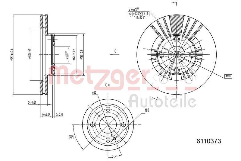 METZGER 6110373 Bremsscheibe Lack/Ks für MAZDA VA